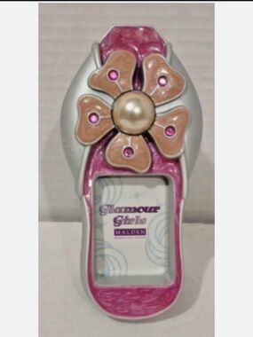 Malden Pink and Beige Floral Flip Phone Case with Pearl Accent